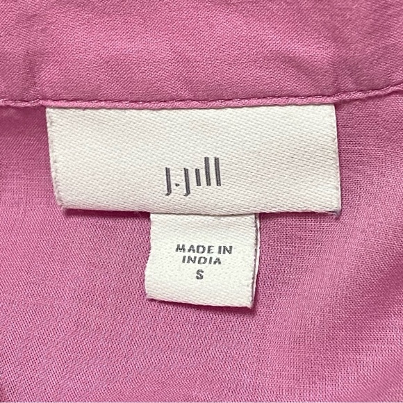 J Jill Pink Embroidered Tunic Top Small Cotton Art To Wear Button Front Blouse - Picture 6 of 8